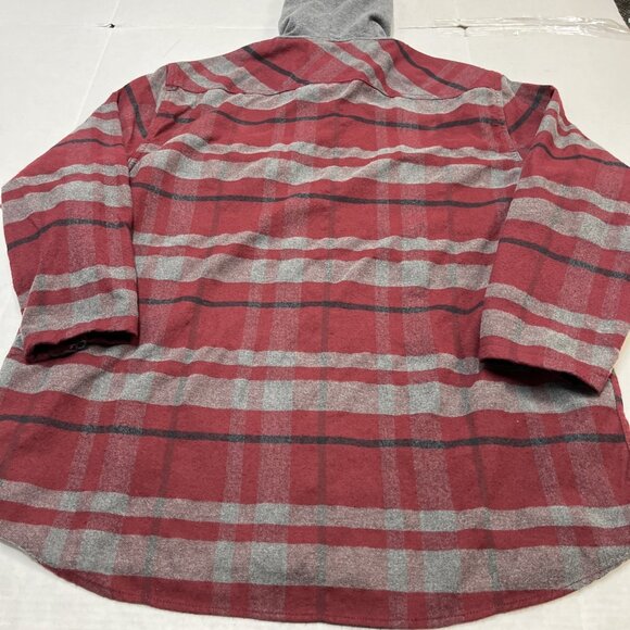 Jared Flannel Mens XL Red Plaid Fleece Lined Hood Zip Front Shirt Jacket Outdoor - Picture 8 of 8